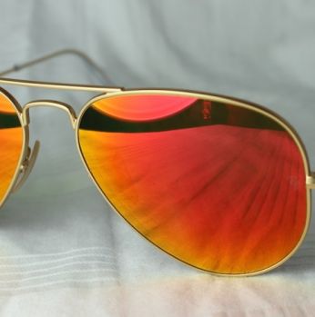 Ray-Ban Sunglasses RB 3025 Aviator Gold Frame with Orange Mirror Lens - برتقالي