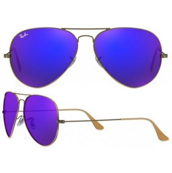 Ray-Ban Sunglasses RB 3025 Aviator Bronze Frame with Blue Mirror Lens - ازرق