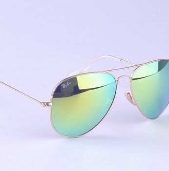 Ray-Ban Sunglasses RB 3025 Aviator Gold Frame with Yellow Mirror Lens - اصفر