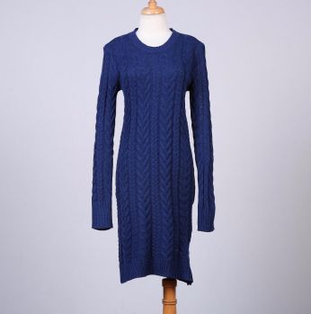 فستان شتوي  قصير  - L - كحلي غامق