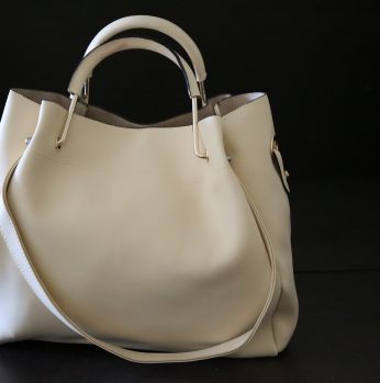 حقيبة يد جلد - ابيض