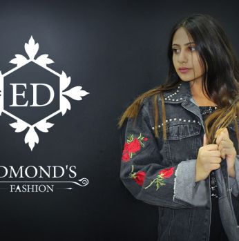 جاكيت  جينز ورد - one size - اسود