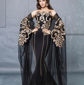 فستان  -  44 - اسود مذهب