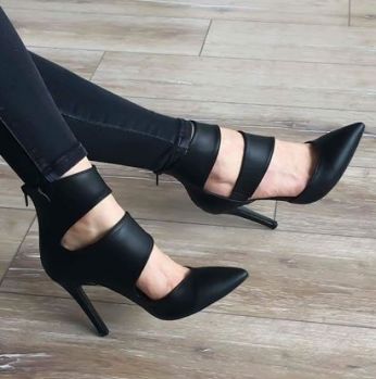 شوز كعب جلد - 38 Eu - اسود