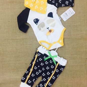 طقم تركي قطن - 0 - 3 اشهر - متعدد الالوان