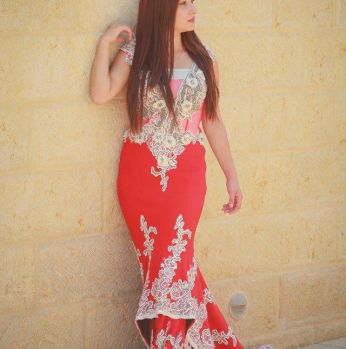 فستان سهرة - 44 Eu - ابيض واحمر