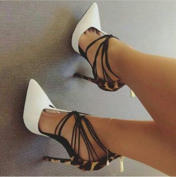 شوز كعب جلد - 36 Eu - ابيض