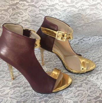 شوز جلد مفتوح مع كعب - 37 - خمري