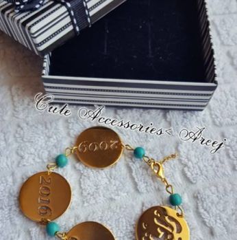 اسوارة  بتعليقة دائرية عدة اسماء   - مطلي ذهب