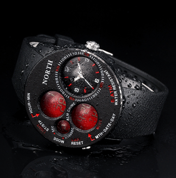 ساعة رياضية Sport Watches حزام سيلكون . اللون الاسود 