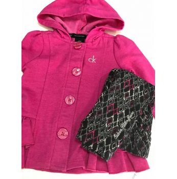 طقم اطفال بناتي من مالركه كالفن كلاين  - 12 شهر - فوشي