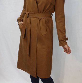 جاكيت شمواه لعند الركبة  - XL - Camel