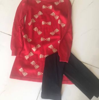 طقم بناتي  - -6 سنوات  - احمر واسود 