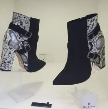 جزمة شتاء موديل 2018 شمواه وجلد - 36 Eu - اسود و ابيض