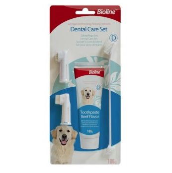فراشي اسنان مع معجون بطعم البرتقال bioline Pet toothpaste kit–Orange