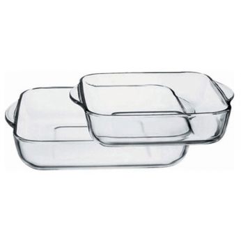 P-Bache PA-159028 Set of 2 Piece Square Platters - Transparent