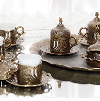 طقم قهوة نحاس &صينية &بكرج تركي