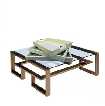 طقم 3صينية جلد مبزر ذهبي