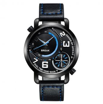 بريك ساعة عملية كاجوال رجال انالوج بعقارب جلد - B3023