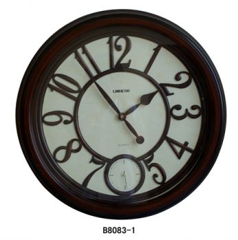 ساعة Lisheng مدور اطار خشبي X440