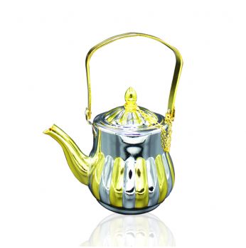 ابريق شاي ذهبي محزز عمودي وسط