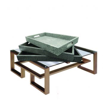 طقم 3صينية جلد سكني