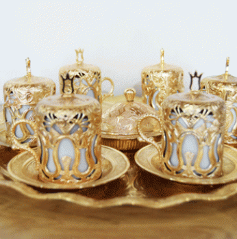 طقم قهوة نحاس مع صنية و بكرج تركي aytek