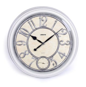 ساعة Lisheng مدور اطار خشبي ابيض X440w