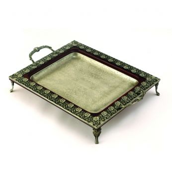 صينية خشب وردة P134