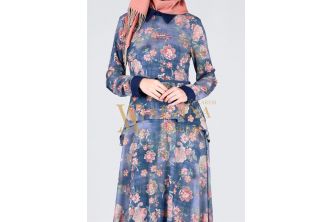 فستان Alvina 4355  - 42 - ازرق/مورد