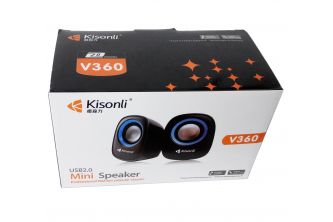سماعات كمبيوتر Kisonli USB Mini Speaker V-360 - اسود