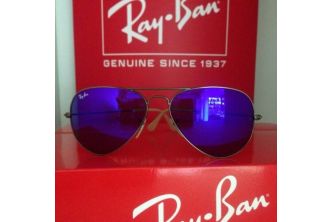 Ray-Ban Sunglasses RB 3025 Aviator Bronze Frame with Blue Mirror Lens - ازرق