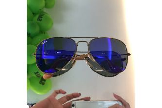 Ray-Ban Sunglasses RB 3025 Aviator Bronze Frame with Blue Mirror Lens - ازرق