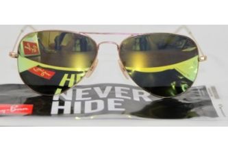 Ray-Ban Sunglasses RB 3025 Aviator Gold Frame with Yellow Mirror Lens - اصفر