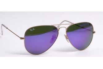 Ray-Ban Sunglasses RB 3025 Aviator Gold Frame with Pink-Purple Mirror Lens - بنفسجي