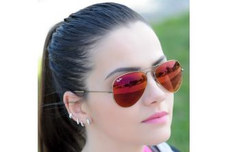 Ray-Ban Sunglasses RB 3025 Aviator Bronze Frame with Red Mirror Lens - احمر