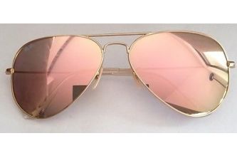 Ray-Ban Sunglasses RB 3025 Aviator Gold Frame with Orange PinkLens - زهري