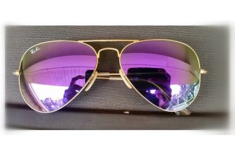 Ray-Ban Sunglasses RB 3025 Aviator Gold Frame with Pink-Purple Mirror Lens - بنفسجي