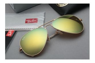 Ray-Ban Sunglasses RB 3025 Aviator Gold Frame with Yellow Mirror Lens - اصفر