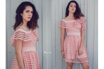فستان نفاش - M - light pink
