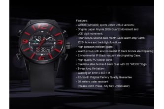 ساعة Weide Analog Digital Black Red Watch