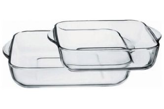 P-Bache PA-159028 Set of 2 Piece Square Platters - Transparent