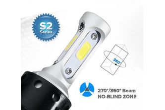 زوج لمبات Led لمصابيح السيارة الامامية مقاس ‫(h4) بقوة 8000 لومينز6500 كيلو   الأبيض