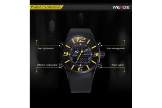ساعة Weide Analog Digital Black Yellow Watch