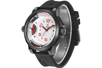 ساعة Weide Black Army Military Quartz Sport Wrist Watch - Red