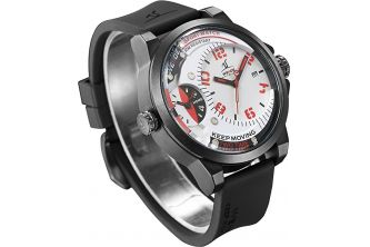 ساعة Weide Black Army Military Quartz Sport Wrist Watch - Red