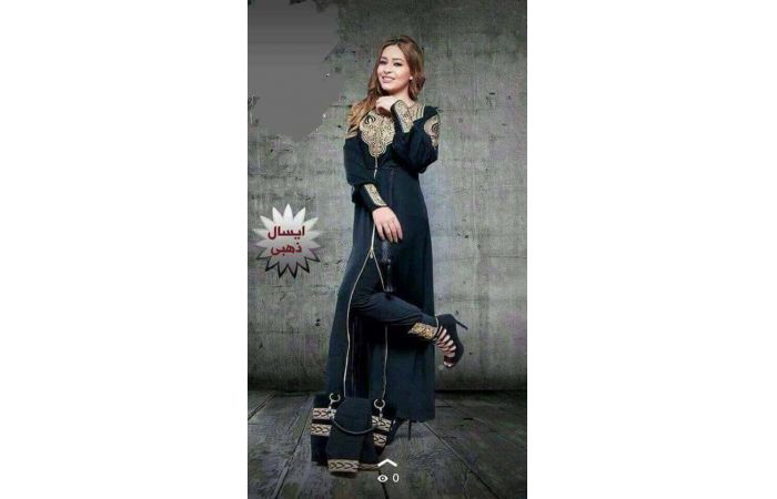 طقم عباية 4 قطع  - اسود وذهبي - 52 انش