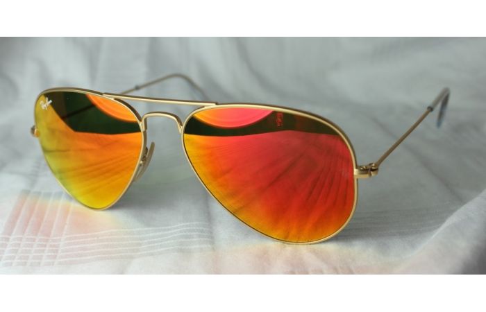 Ray-Ban Sunglasses RB 3025 Aviator Gold Frame with Orange Mirror Lens - برتقالي