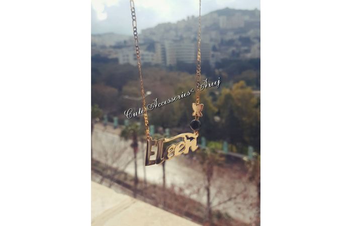سنسال بتعليقة اسم  - ذهب مطلي