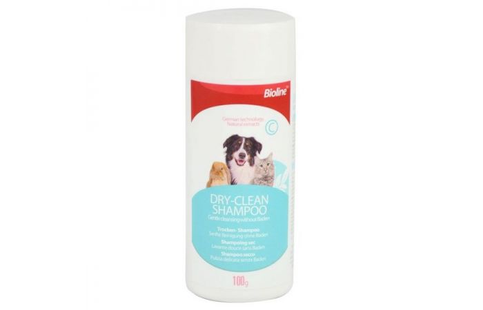 شامبو بودرة للقطط، والكلاب و الحيوانات الأليفة BIOLINE Dry Clean Shampoo – 100gm